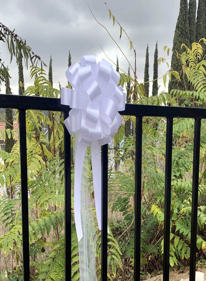 GiftWrap Etc. White Wedding Pull Bows with Tulle Tails - 8" Wide, Set of 6, Pew Bows, Reception, Valentine's Day, Birthday, Mother's Day, Anniversary, Event Decoration, Christmas - Image 5